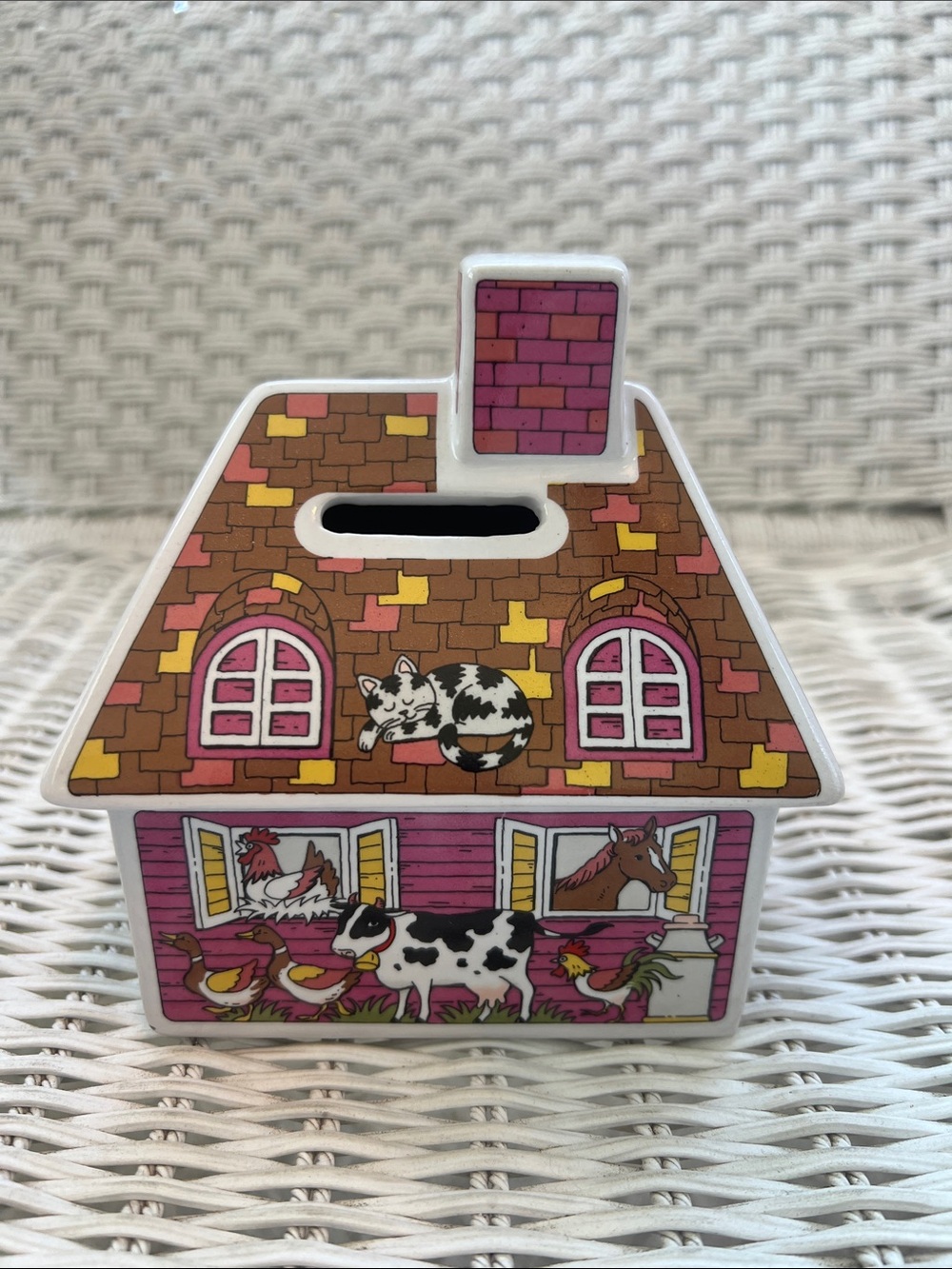 Vintage Farmhouse Ceramic Coin Bank